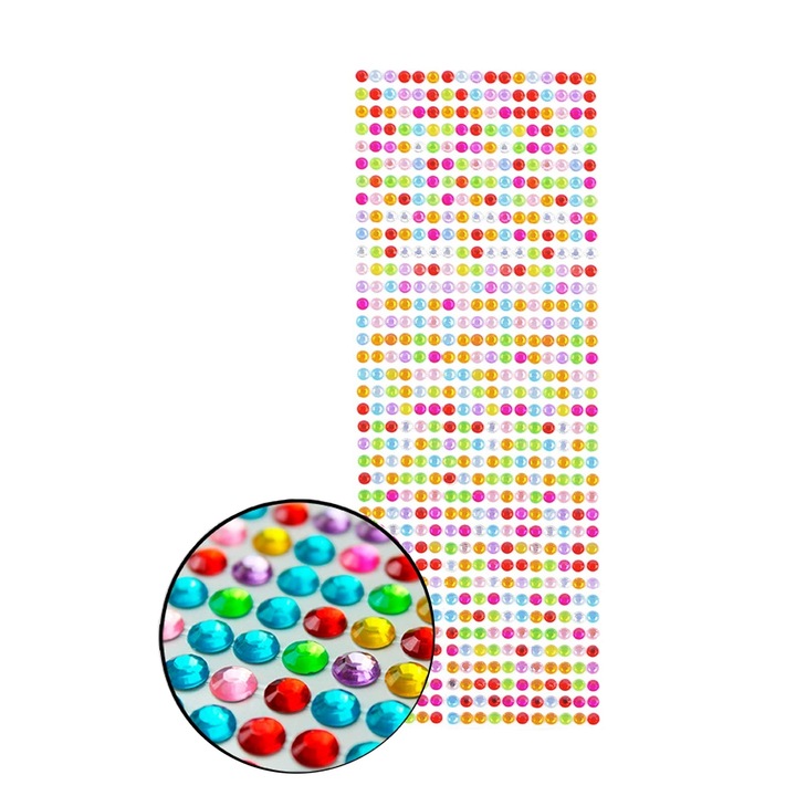 Комплект Самозалепващи се Цирконии, DIYQueen, H834, 1040 Броя, Многоцветни