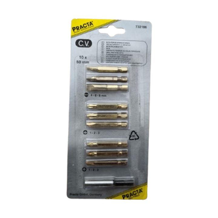 Set biti Practa, 10 bucati, 50 mm