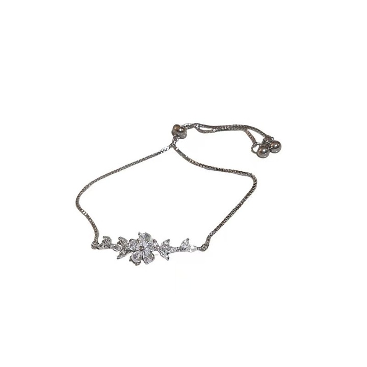 Bratara dama, floare de cires, argintiu