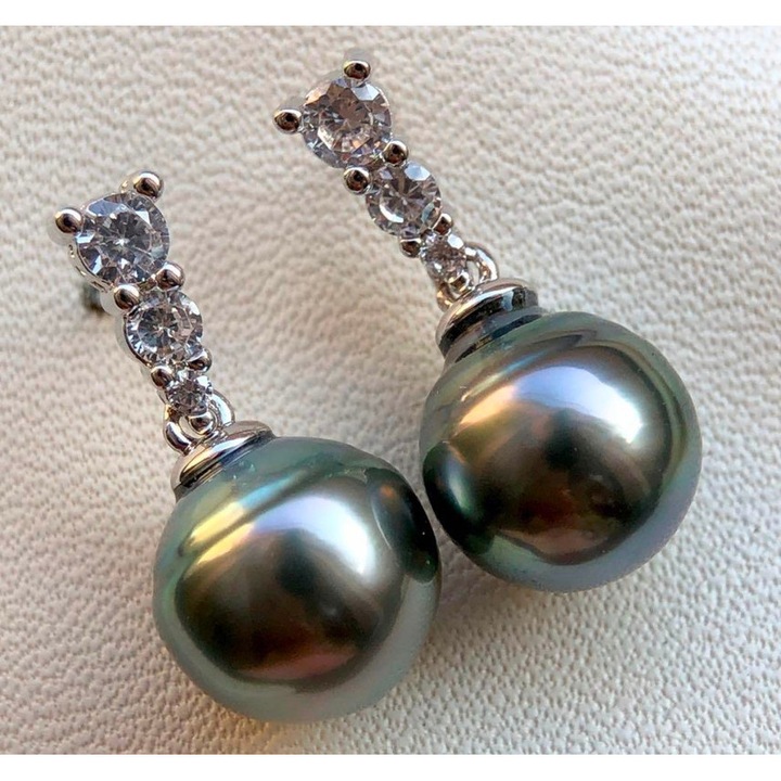 Cercei Stud cu Perla Alba, Argint 925, Design Elegant, Versatil in gri