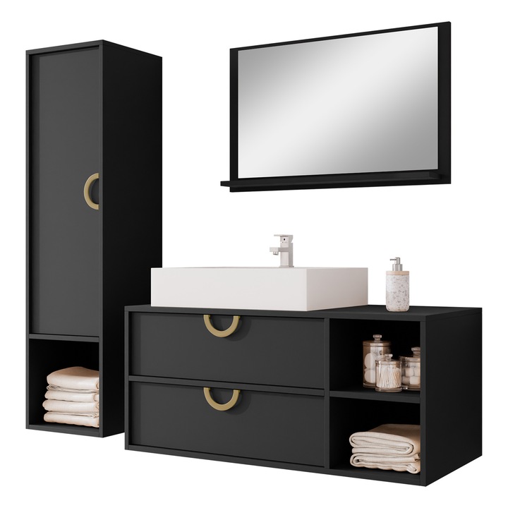 Mobilier de baie Gewiro, MIRJAN 24, negru mat
