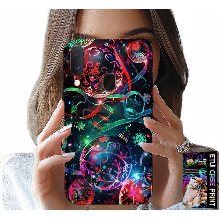 Husă pentru telefon, World Case, Samsung Galaxy A40, globuri de Crăciun, pom de Crăciun, silicon