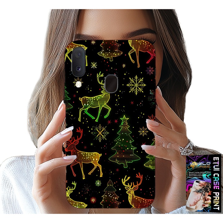 Carcasă pentru Samsung Galaxy A40, World Case, fulg de nea și pom de Crăciun, silicon