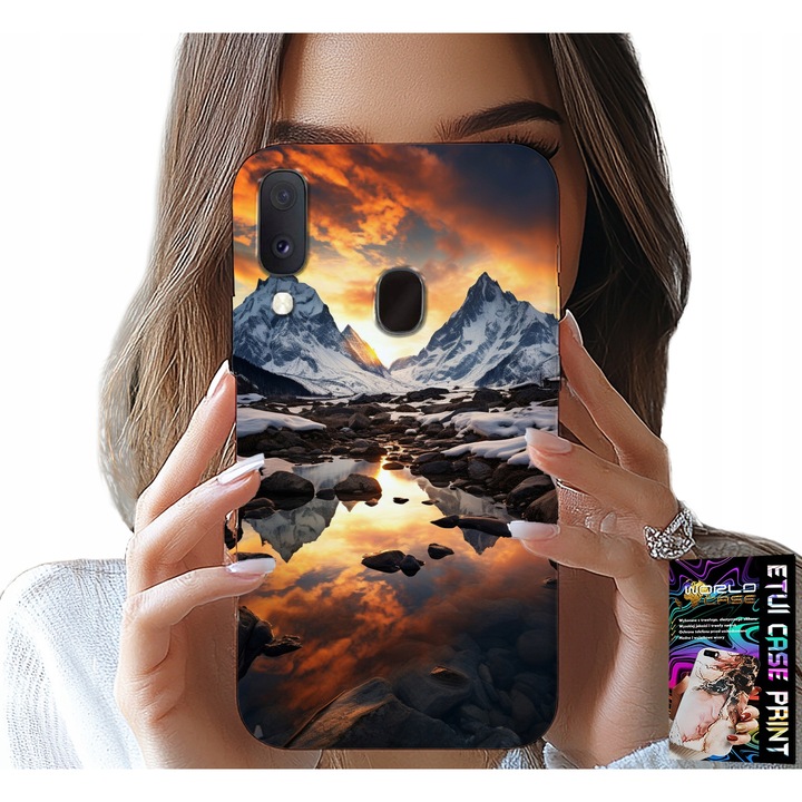 Carcasa Samsung Galaxy A40, World Case, design munti, silicon, multicolor