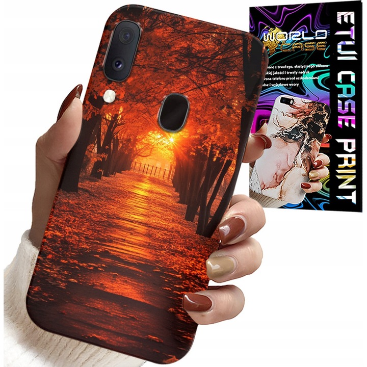 Caz pentru Samsung Galaxy A40, World Case, siliciu, imprimeu toamnă, dimensiuni perfecte
