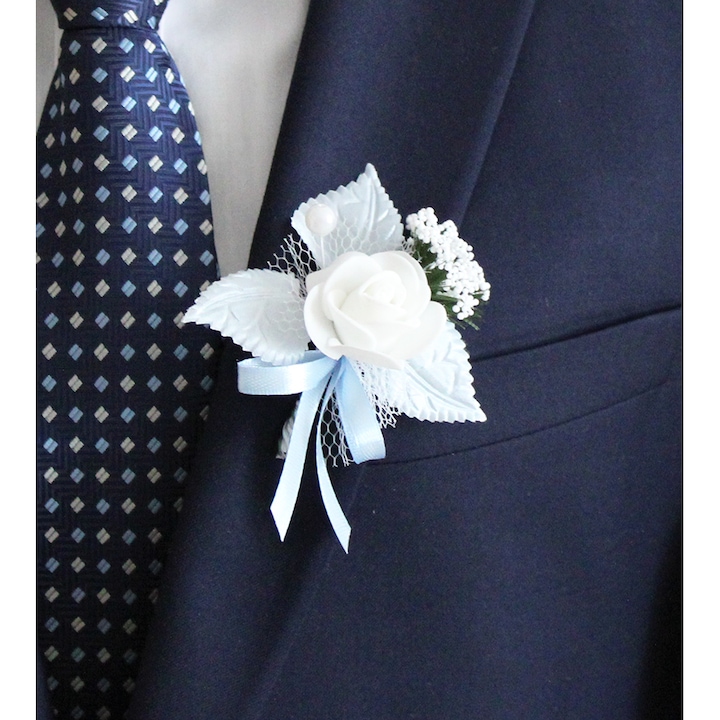 Floare Alba Pentru Nunta cu Frunze Bleo