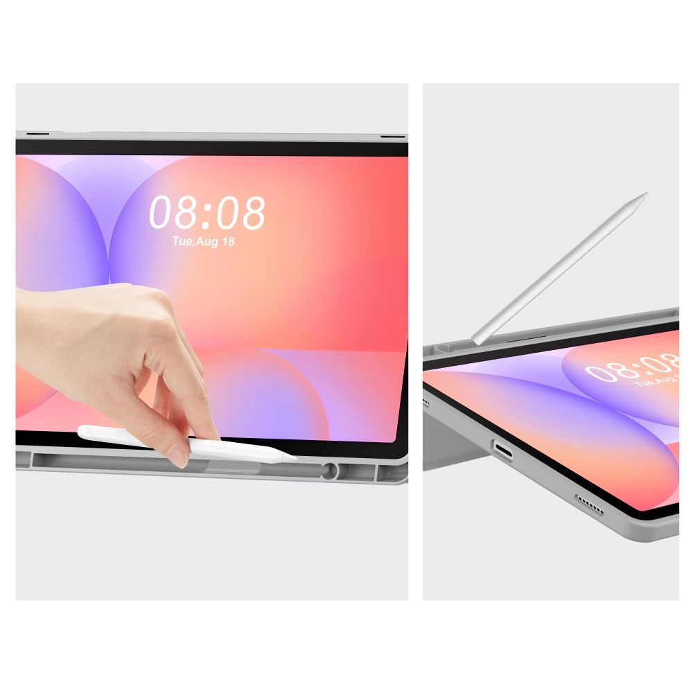 Husă de tabletă compatibilă cu Samsung Galaxy Tab S9 11" (SM-X710, SM-X716) - husă inteligentă gri, cu suport pentru creion