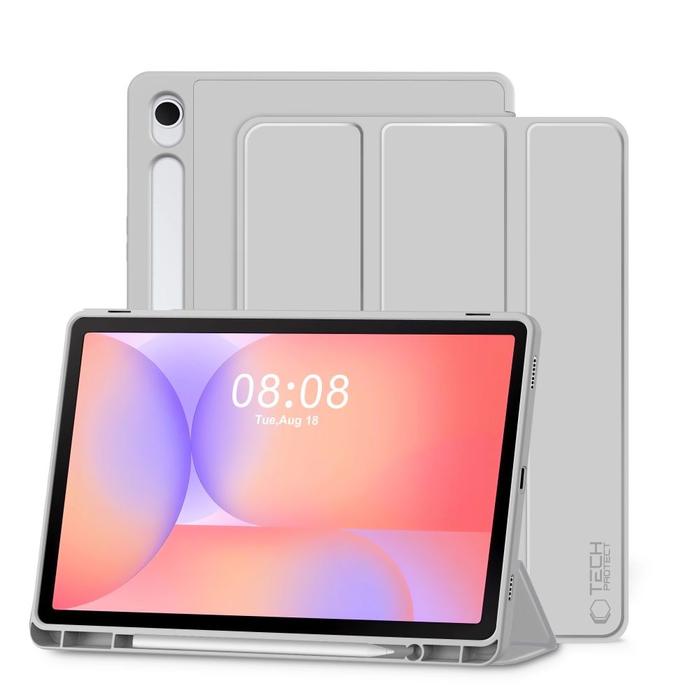 Husă de tabletă compatibilă cu Samsung Galaxy Tab S9 11" (SM-X710, SM-X716) - husă inteligentă gri, cu suport pentru creion