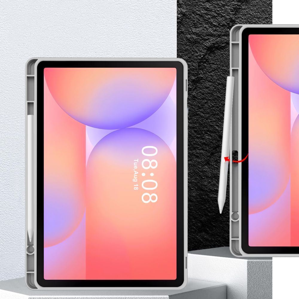 Husă de tabletă compatibilă cu Samsung Galaxy Tab S9 11" (SM-X710, SM-X716) - husă inteligentă gri, cu suport pentru creion