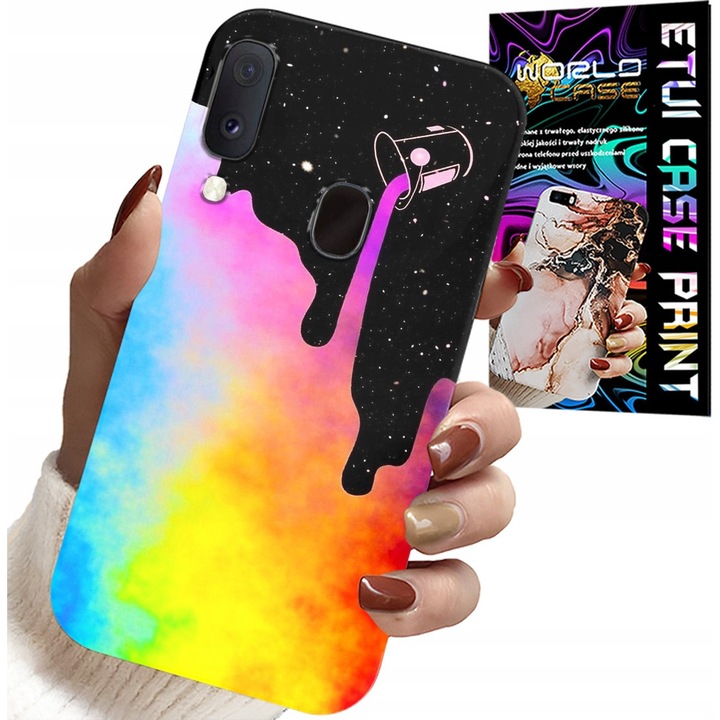 Husă pentru Samsung Galaxy A40, World Case, model curcubeu, silicon, dimensionare perfectă