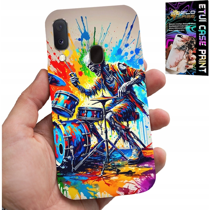 Carcasa pentru Samsung Galaxy A40, World Case, silicon, design Rock Drums, multicolor