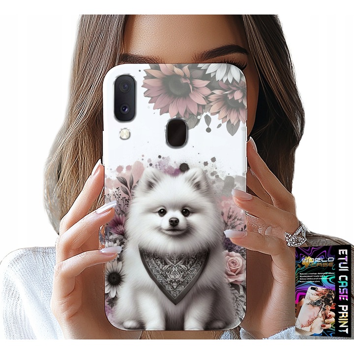 Carcasă telefon Samsung Galaxy A40, World Case, design Pomeranian, material silicon, multicolor