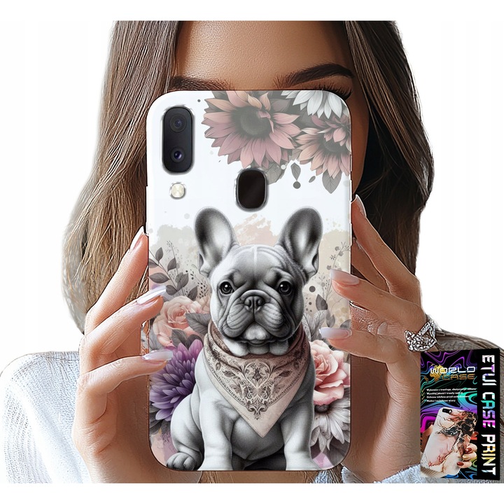 Carcasa telefon Samsung Galaxy A40, World Case, Bulldog, silicon, imprimeu colorat