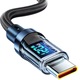 Cablu de Date Type C + USB, Flippy, Incarcare Super Rapida, 120 W, Afisaj Digital LED, 1 m, Negru
