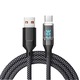 Cablu de Date Type C + USB, Flippy, Incarcare Super Rapida, 120 W, Afisaj Digital LED, 1 m, Negru