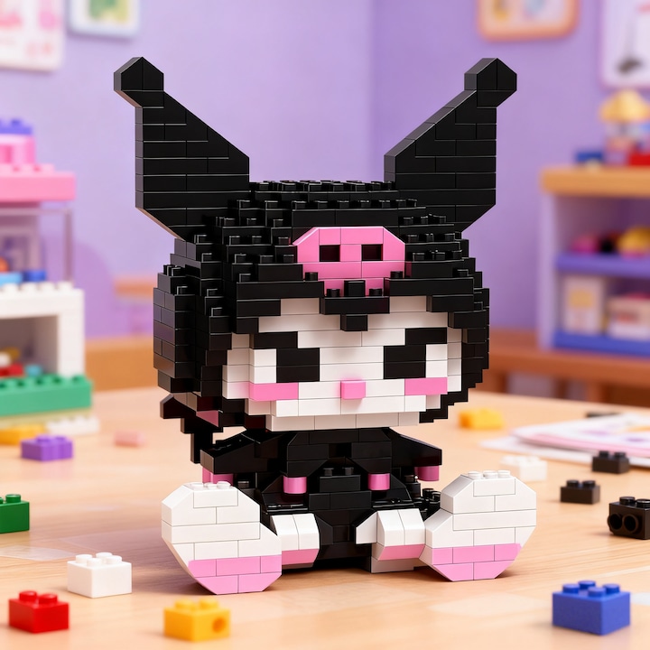 Set de constructie Kuromi, 200 piese, multicolor, 10.2x7.6x7.6cm