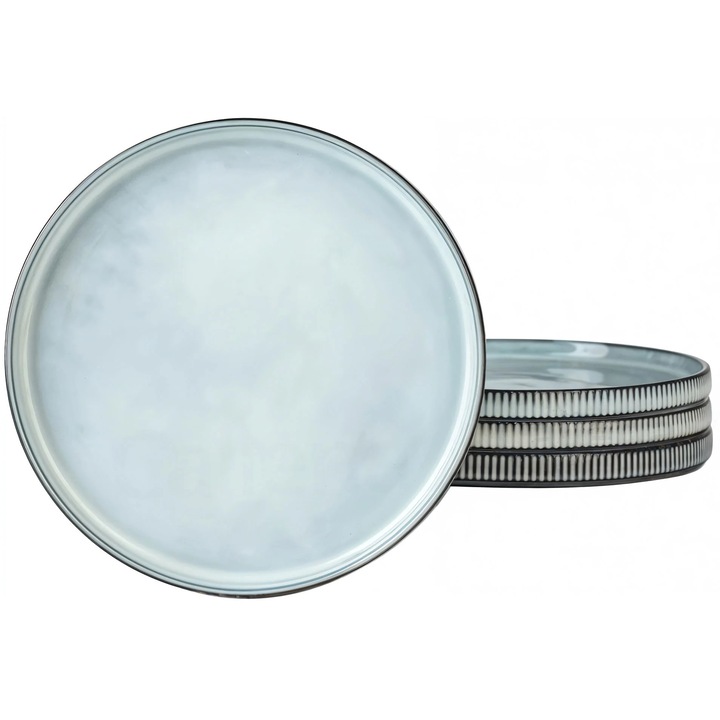 4 db-os mázas kerámia tányérkészlet, 26 cm, lapos, Callena Smokey Blue