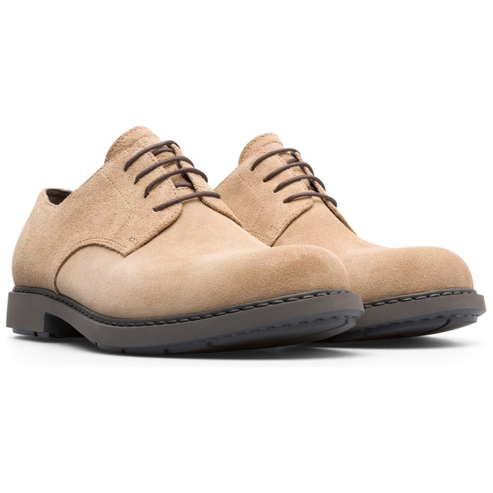 Camper, Pantofi derby din piele intoarsa Mil, Bej, 45