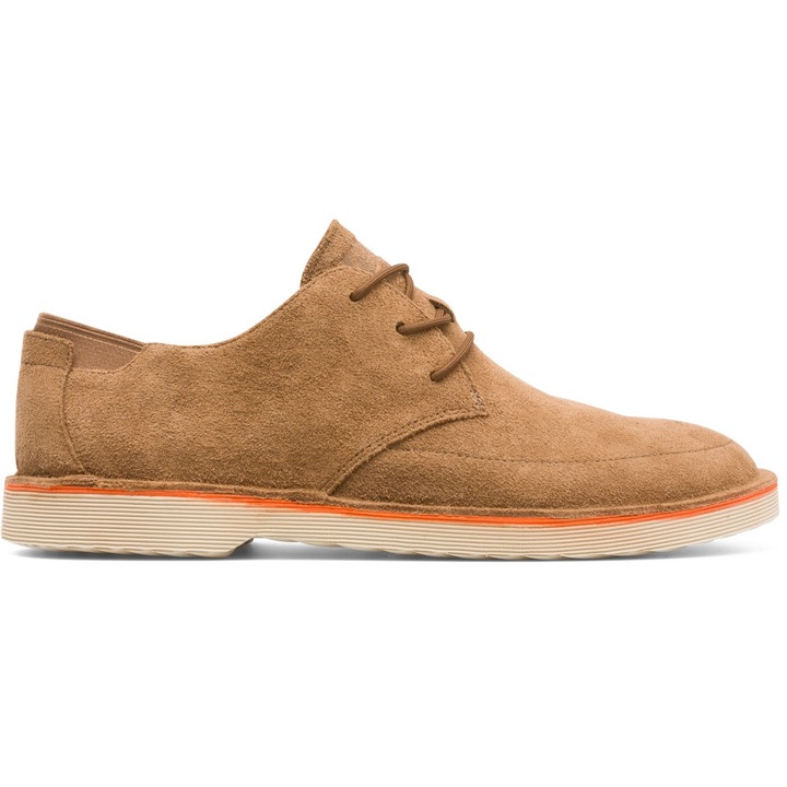 Camper, Pantofi eleganti de piele intoarsa cu sireturi Morrys, Maro, 41