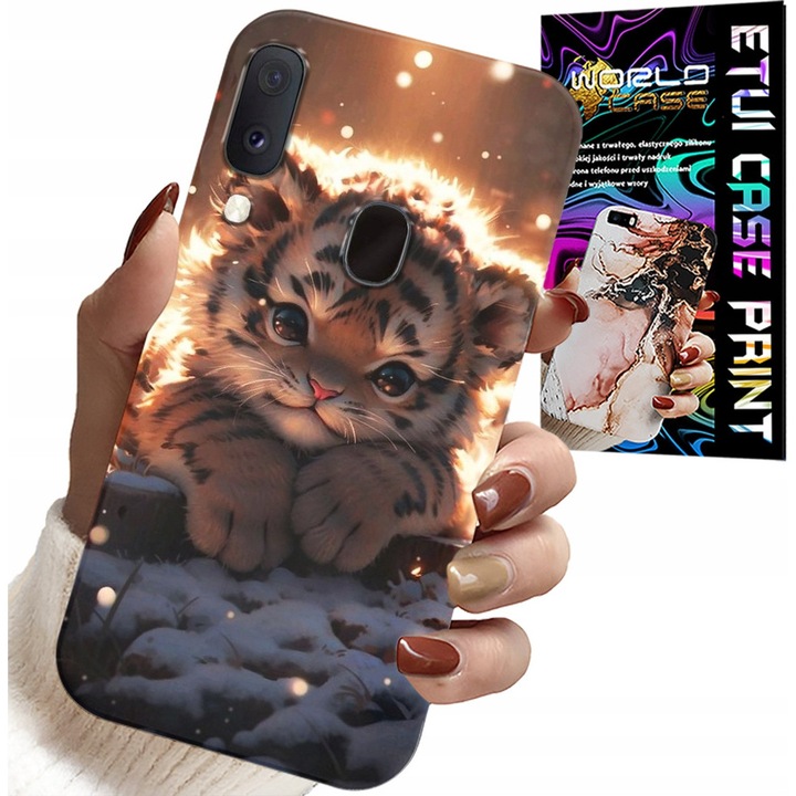 Carcasa tipărită pentru Samsung Galaxy A40, World Case, design Sweet Tiger, silicon, protecție împotriva zgârieturilor
