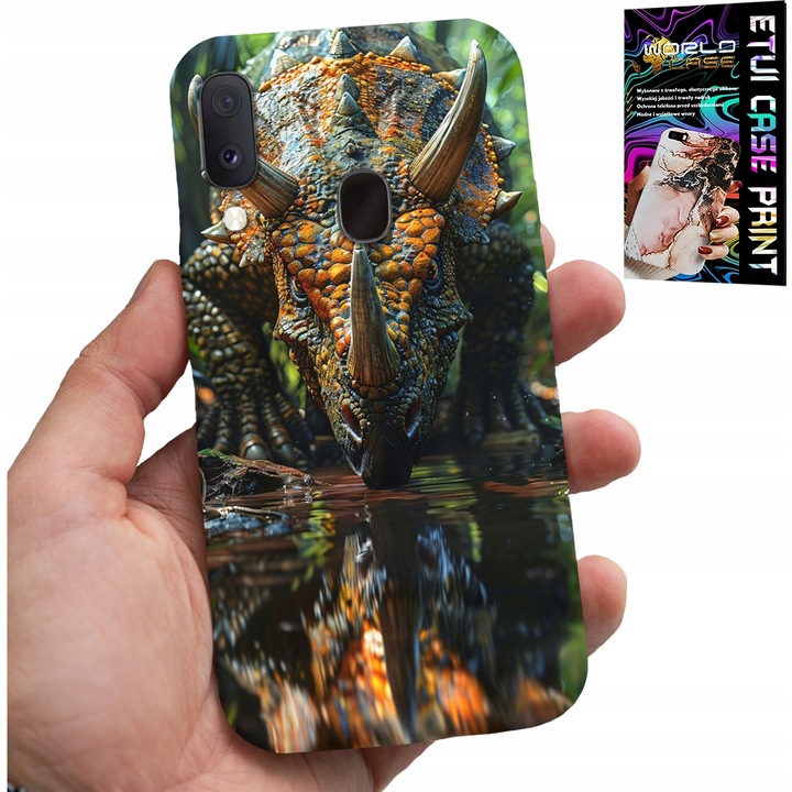 Carcasa pentru Samsung Galaxy A20E, World Case, dinozaur Triceratops, silicon, multicolor