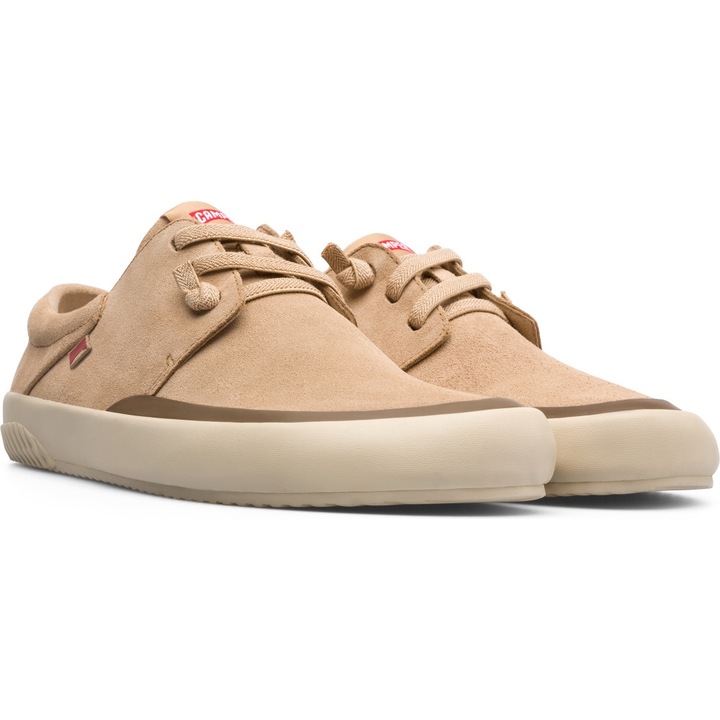 Camper, Pantofi din piele intoarsa cu sireturi Peu, Bej, 45