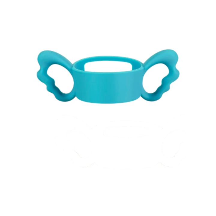 Maner pentru biberon EJANBO, silicon, ergonomic, albastru, 15x6x5.5cm