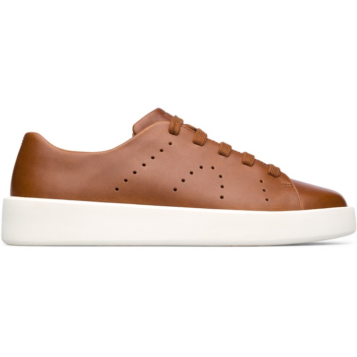 Camper, Pantofi sport din piele cu perforatii decorative Courb, Maro