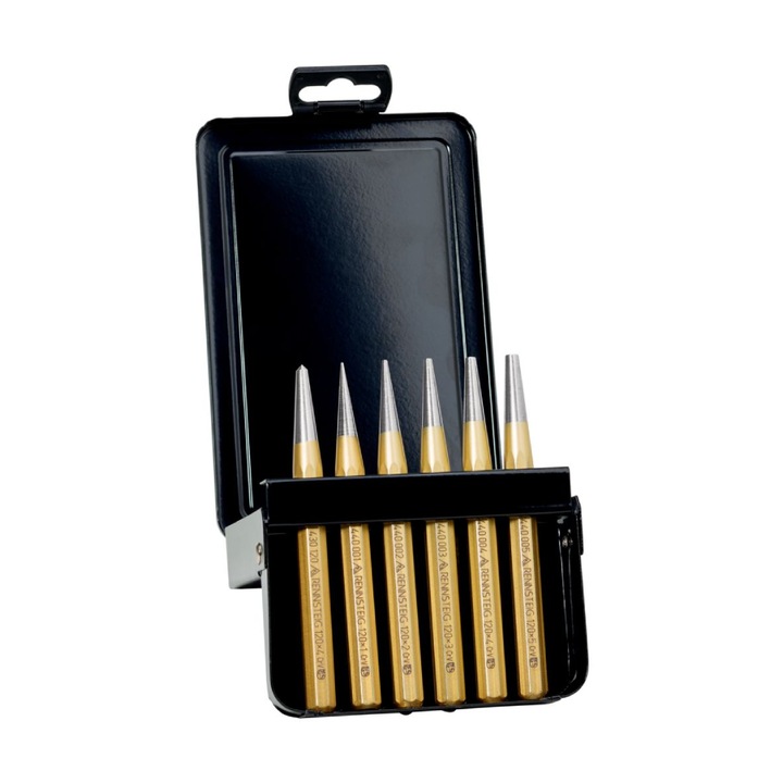 Rennsteig 6 darabos aranyozott, nyolcszögletű pontozókészlet 1-5 x 10 x 120 mm fém dobozban