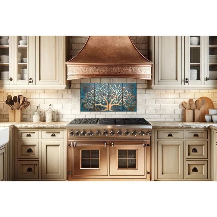 Декоративен Панел За Кухня – Автентична Гравюра Дървото На Живота - Гръб За Кухня Или Модерен Декор За Стена