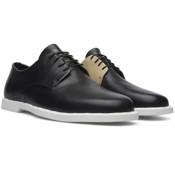 Camper, Pantofi derby cu varf patrat Twins, Negru, 44