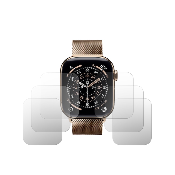Set 6X Folie Protectie Ecran Folie24, pentru Apple Watch Series 11 - 42mm, 3X Ultra-Clear + 3X Mate, Adezive, Flexibile cu Auto Regenerare