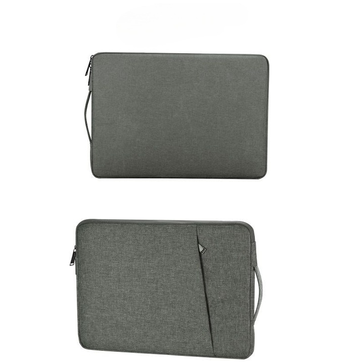 Laptop táska, 15, 6 hüvelykes, nagy kapacitású, vízálló, ütésálló, vastag plüss béléssel, karcálló és kopásálló, szürke