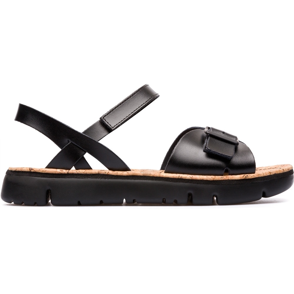 Camper, Sandale din piele cu banda velcro Oruga, Negru, 40
