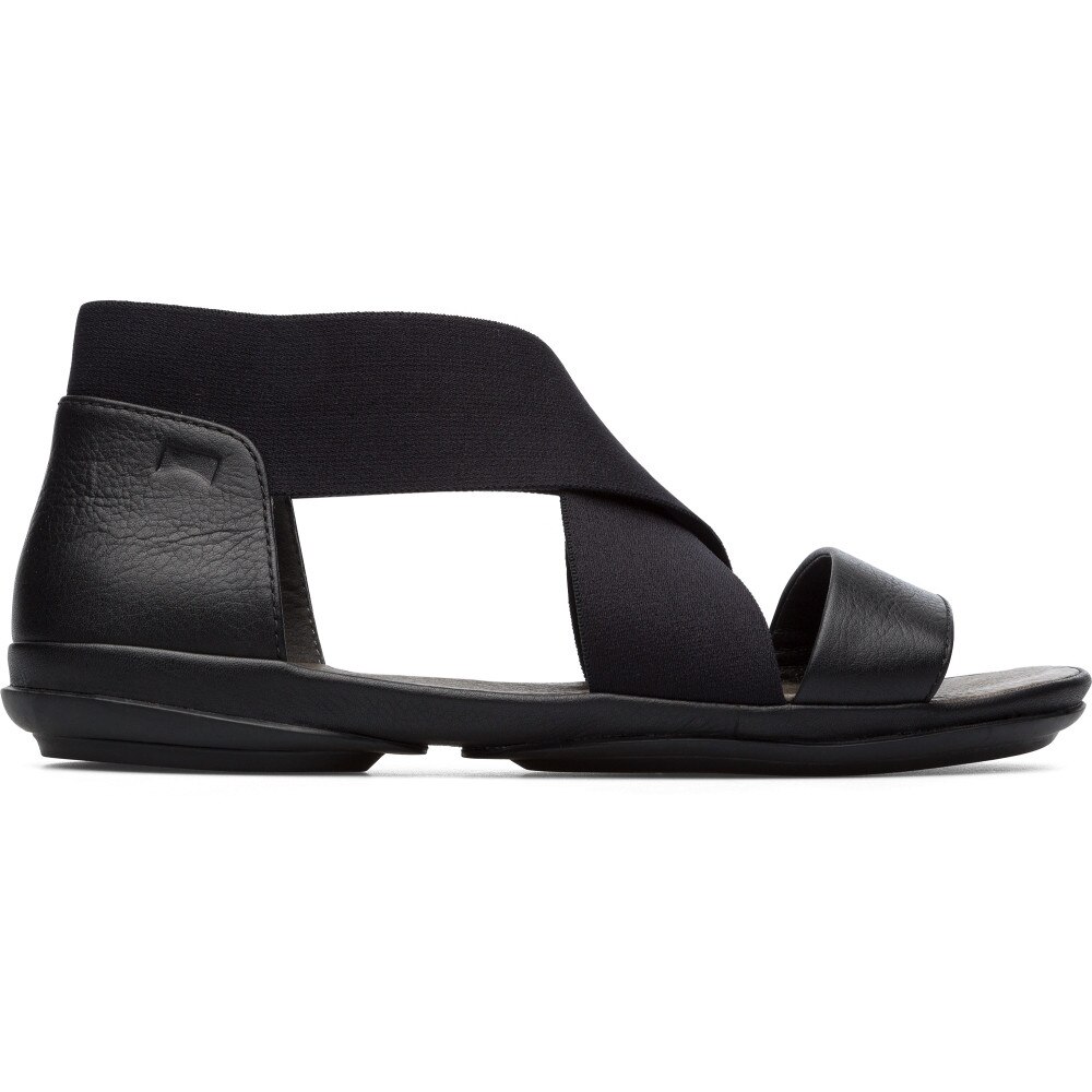 Camper, Papuci din piele cu toc si garnituri din material textil Right, Negru, 37