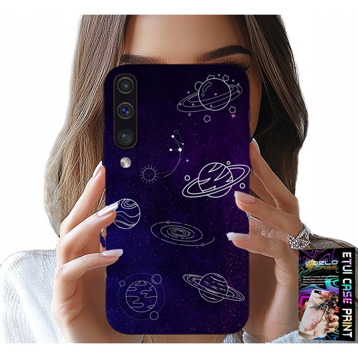 Telefon tok, World Case, Samsung Galaxy A70, kozmosz minta, szilikon