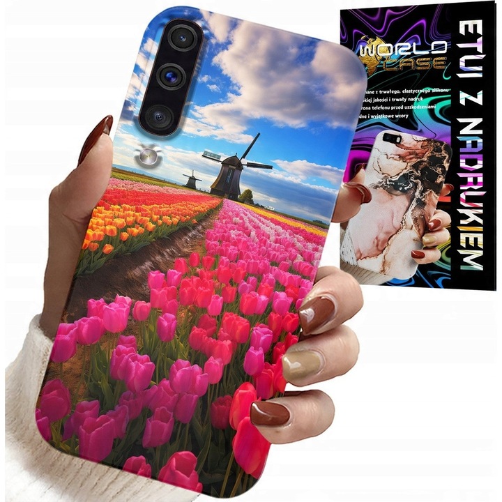 Samsung telefontok, World Case, színes tulipánmező, szilikon, A50/A30S