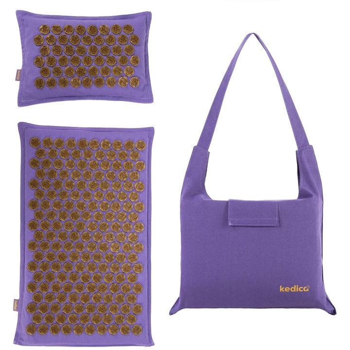 Saltea de presopunctura si perna Kedica, 181 puncte de presiune, mov