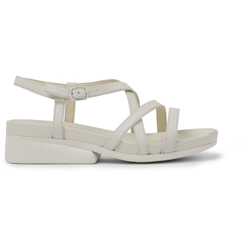 Camper, Sandale din piele cu barete multiple Minikaah, Alb, 39