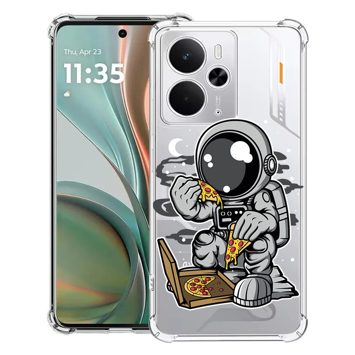 BestCase® Husa Anti Shock Compatibil cu Poco M7 Pro 5G, cu Design Astronaut Pizza, Reinforced 4 Corners, 2099994 AS 1004