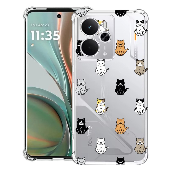 BestCase® Husa Anti Shock Compatibil cu Poco M7 Pro 5G, cu Design Cat Pattern, Reinforced 4 Corners, 2099994 AS 1027