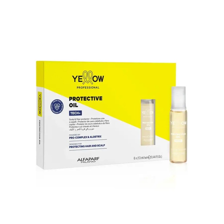 Védő olaj, Yellow, 6×13 ml, professzionális gél állagú szérum a fejbőr és a haj védelmére festés vagy szőkítés során