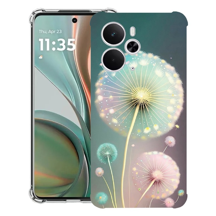 BestCase® Husa Anti Shock Compatibil cu Poco M7 Pro 5G, cu Design Green Dandelion, Reinforced 4 Corners, 2099994 AS 1143
