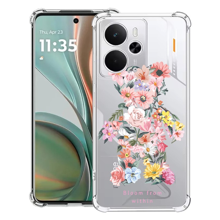 BestCase® Husa Anti Shock Compatibil cu Poco M7 Pro 5G, cu Design Teddy Bear Bloom From Within, Reinforced 4 Corners, 2099994 AS 1568