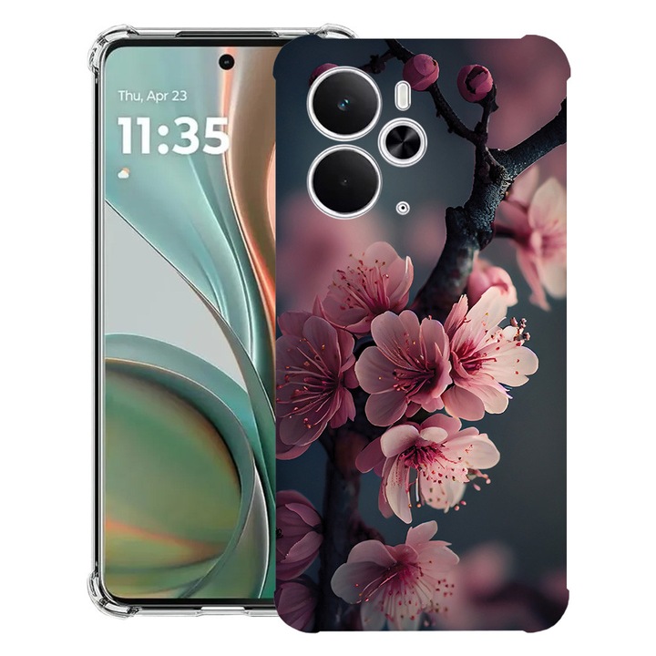 BestCase® Husa Anti Shock Compatibil cu Poco M7 Pro 5G, cu Design Cherry Blossom, Reinforced 4 Corners, 2099994 AS 1374