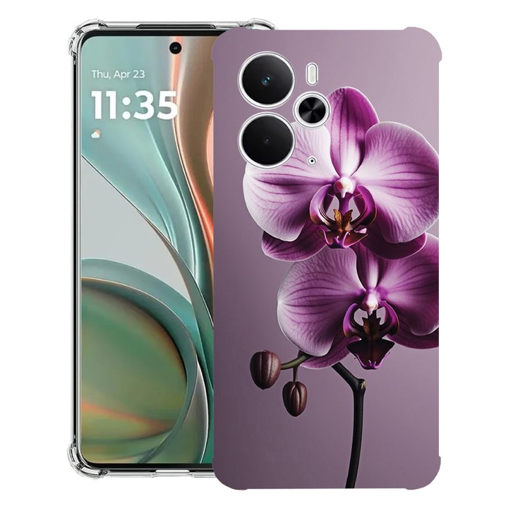 BestCase® Husa Anti Shock Compatibil cu Poco M7 Pro 5G, cu Design Pink Orchid, Reinforced 4 Corners, 2099994 AS 1405