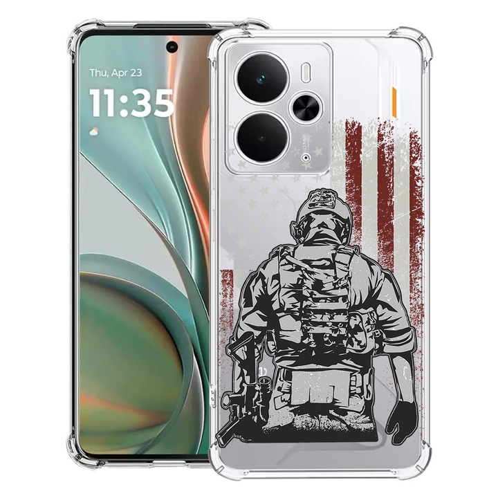 BestCase® Husa Anti Shock Compatibil cu Poco M7 Pro 5G, cu Design American Soldier, Reinforced 4 Corners, 2099994 AS 1832