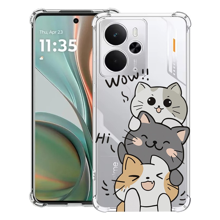 BestCase® Husa Anti Shock Compatibil cu Poco M7 Pro 5G, cu Design Cat Wow, Reinforced 4 Corners, 2099994 AS 1855