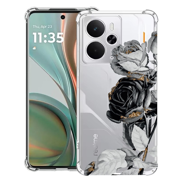 BestCase® Husa Anti Shock Compatibil cu Poco M7 Pro 5G, cu Design Black Rose, Reinforced 4 Corners, 2099994 AS 990