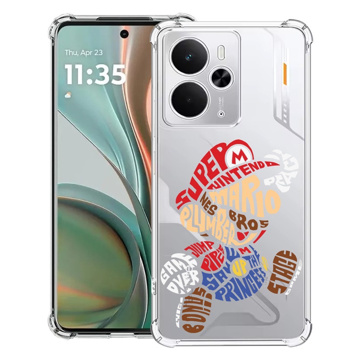 BestCase® Husa Anti Shock Compatibil cu Poco M7 Pro 5G, cu Design Calligraphy Super Mario, Reinforced 4 Corners, 2099994 AS 1524